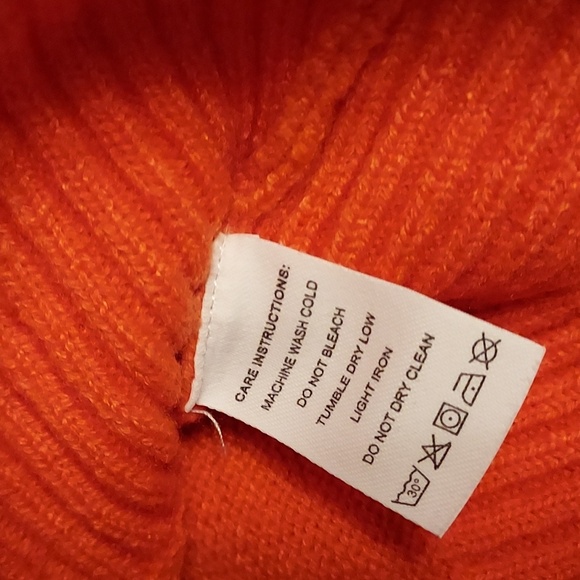 Orange Mock Neck Turtleneck Sweater Long Sleeve Size L - Picture 10 of 10